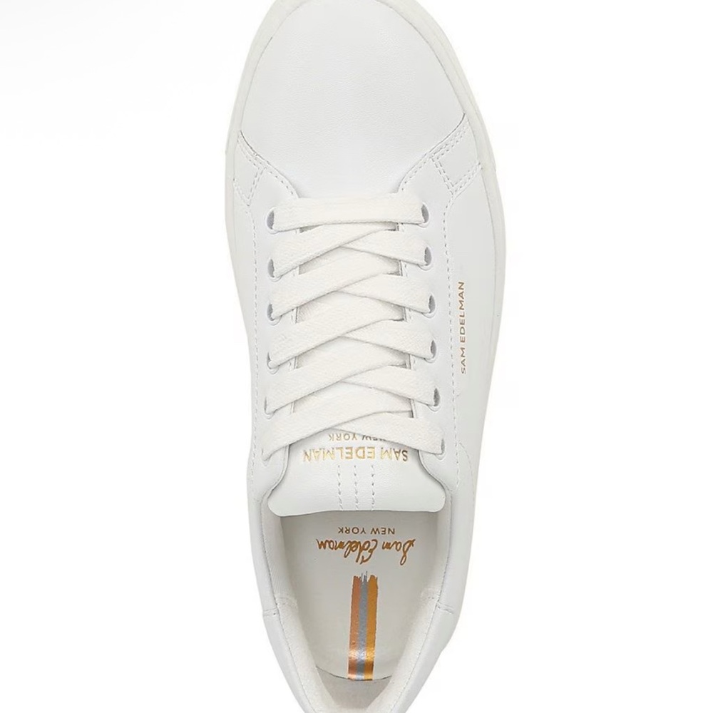 New, No Box: Sam Edelman White Leather Sneakers Ethyl Low Top Women’s Size 9 - Picture 5 of 10